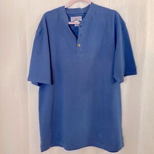 Boca Classics Blue Tee Shirt Short Sleeve Three Button Henley Size Large